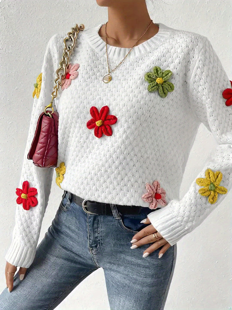 DALIA Floral Design Knitted Sweater