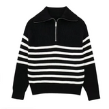 Nordic Zip Up Stripe Sweater