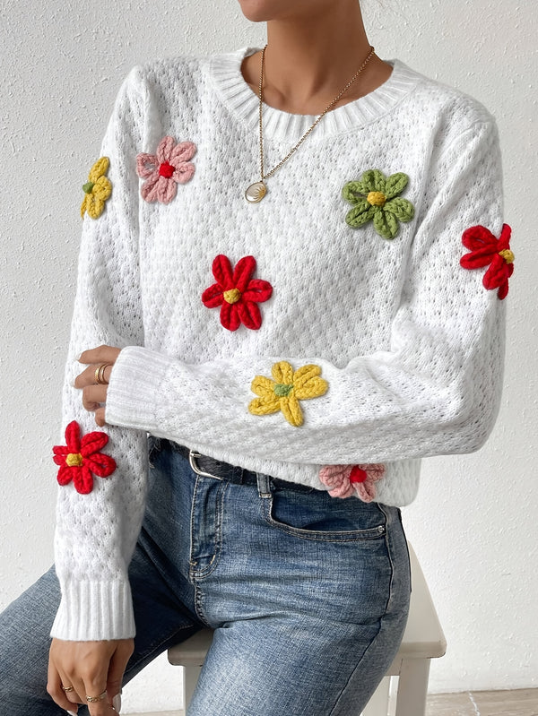 DALIA Floral Design Knitted Sweater