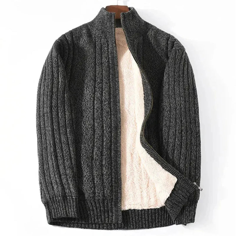 Brad Full-Zip Knitted Fleece-Lined Cardigan