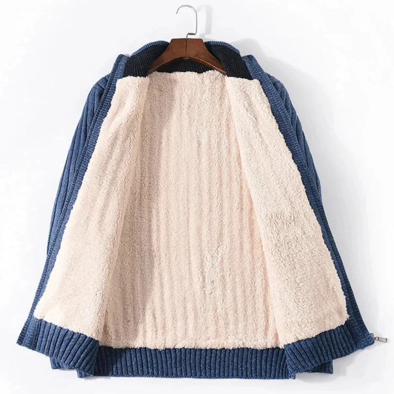 Brad Full-Zip Knitted Fleece-Lined Cardigan