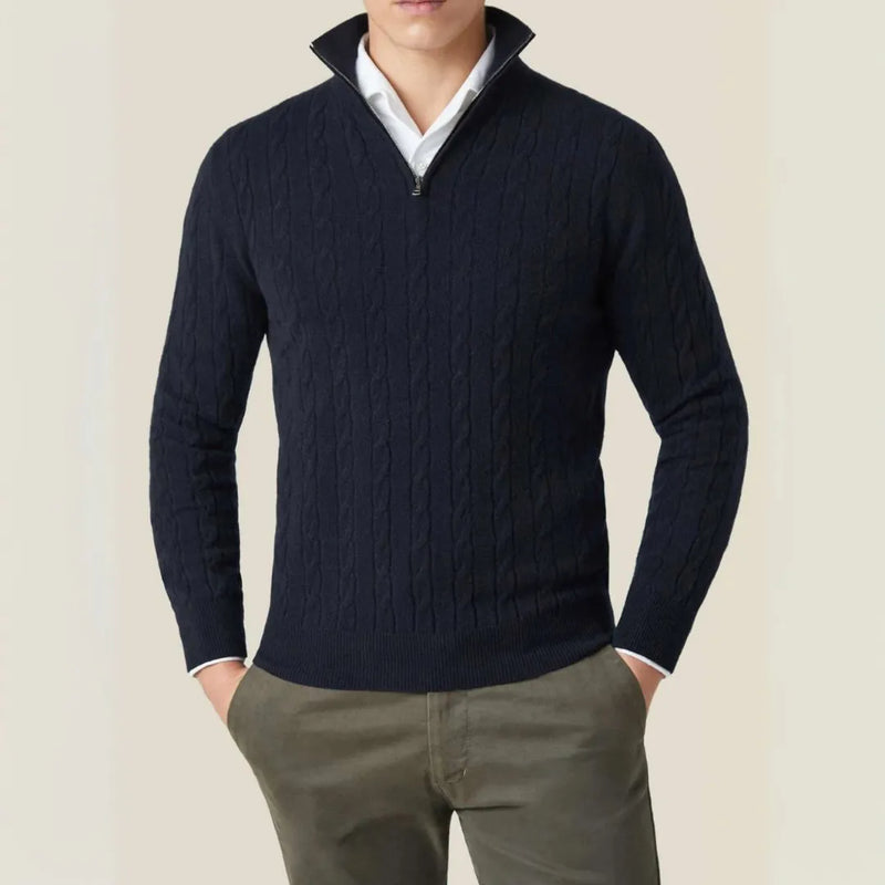 Carlo Cable Knit Quarter Zip Sweater