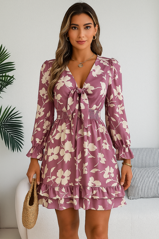LYNDA Printed Long Sleeve Dress