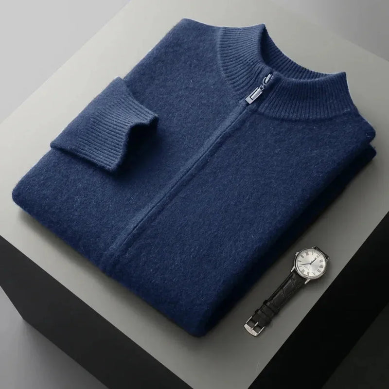 David Wool Zip Cardigan