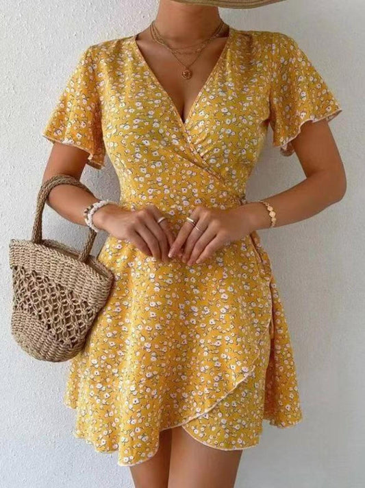 BLOOM FLUTTER WRAP DRESS