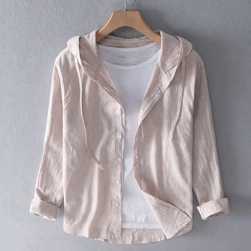 Harvey Striped Hooded Button-Up Shirt