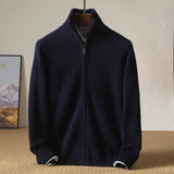 Monroe Ribbed Zip-Up Wool Cardigan