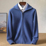 Monroe Ribbed Zip-Up Wool Cardigan