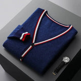 Ralph V-Neck Stripe Knit Cardigan