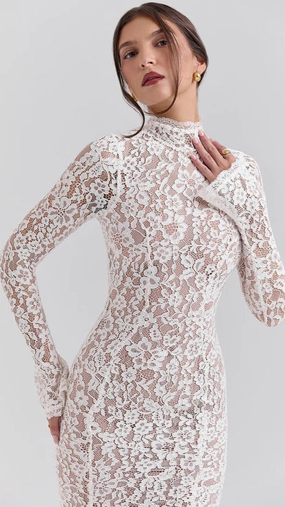 Moarina Lace Long Sleeve Midi Dress