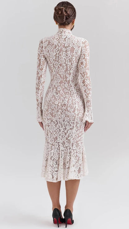 Moarina Lace Long Sleeve Midi Dress