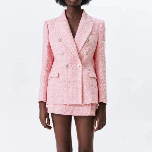 Sheryl Double-Breasted Tweed Blazer
