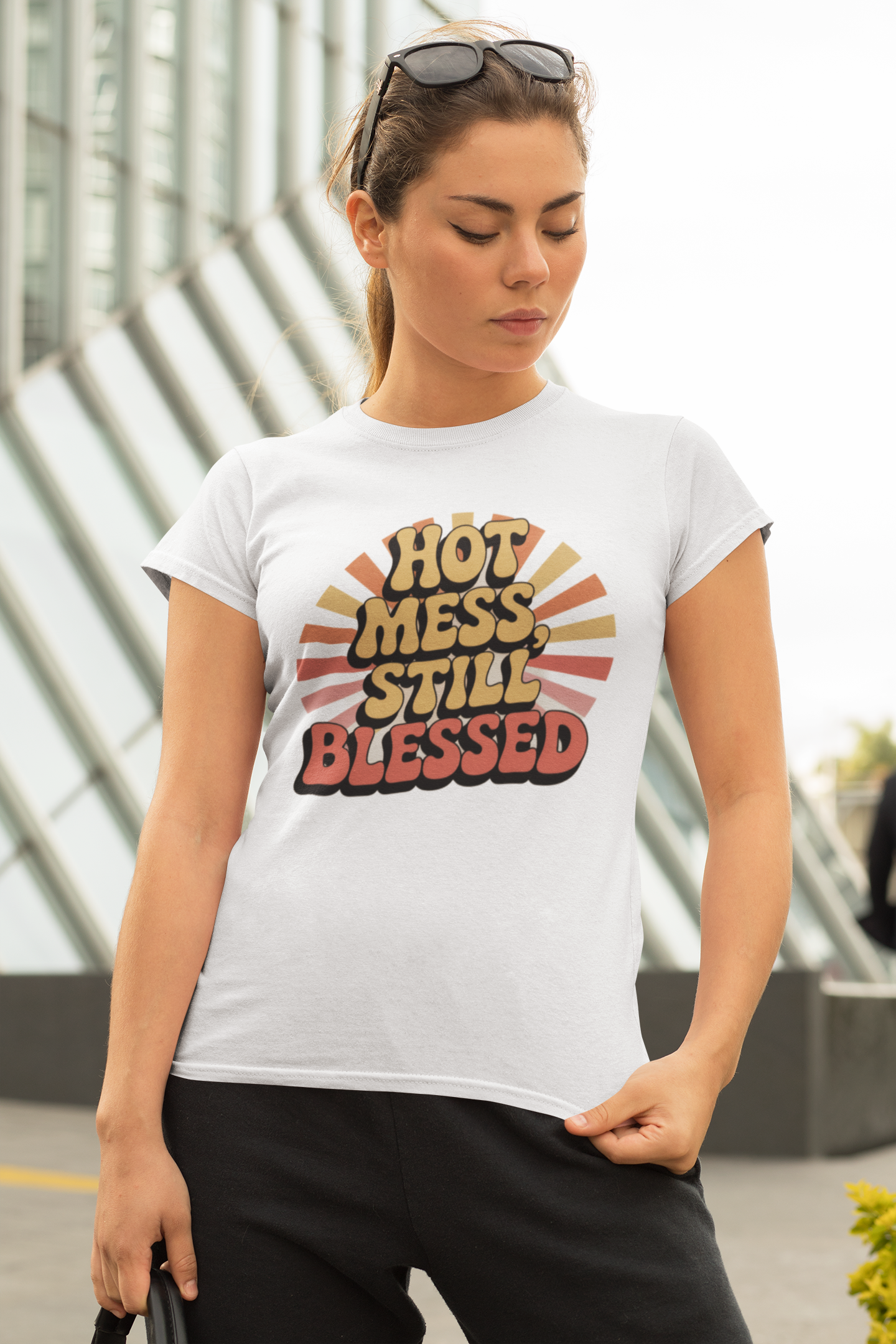 Hot Mess Tee – Blessed & Unbothered