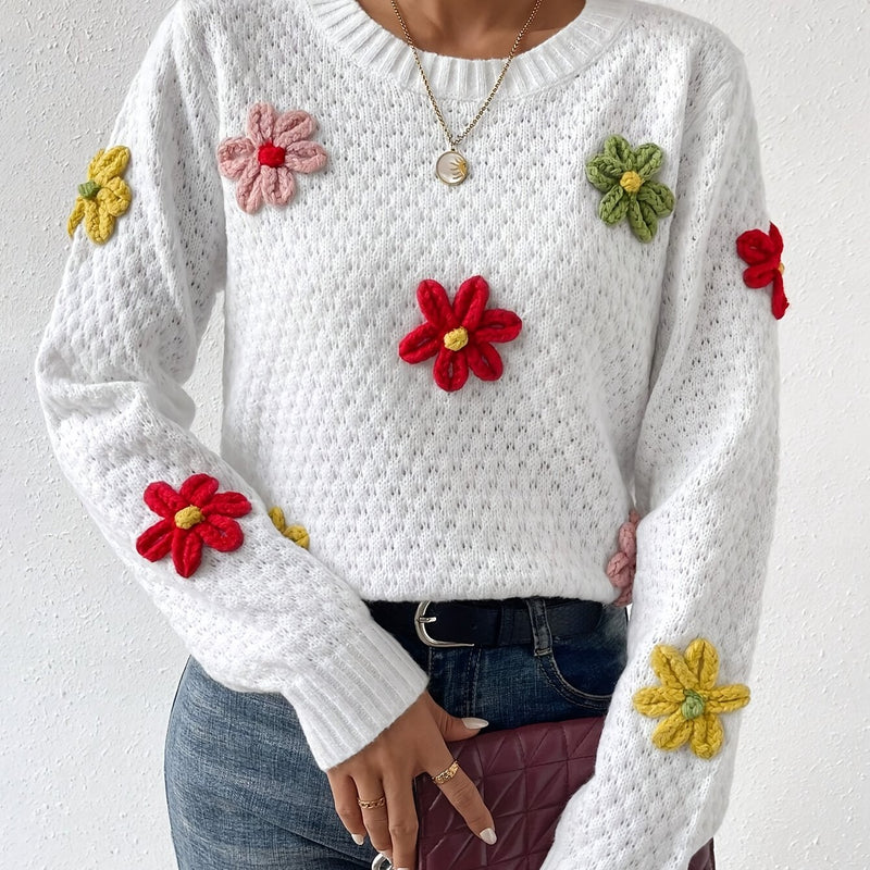 DALIA Floral Design Knitted Sweater