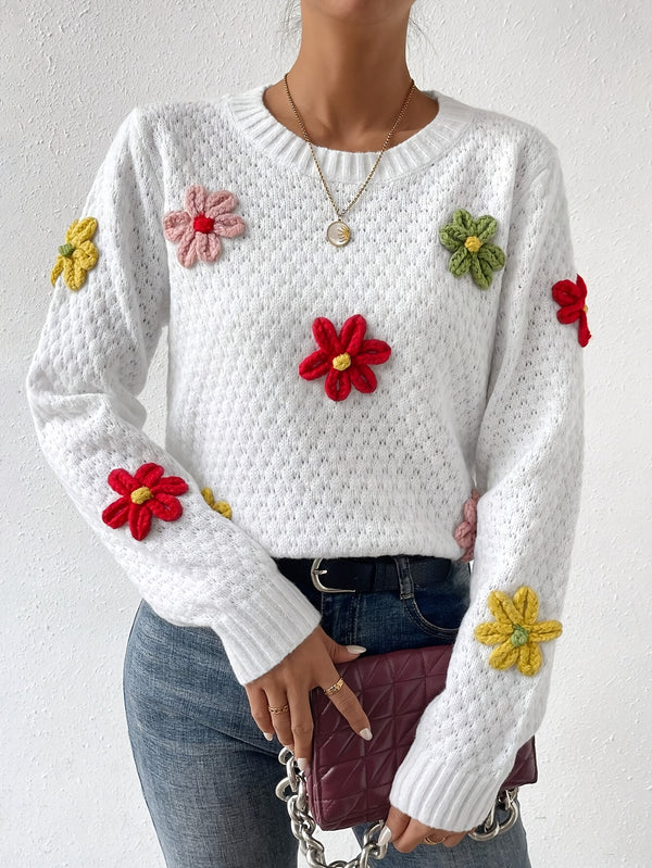 DALIA Floral Design Knitted Sweater