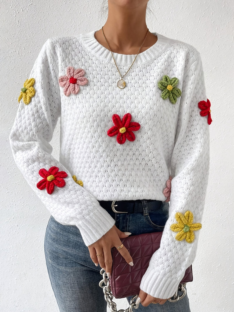 DALIA Floral Design Knitted Sweater