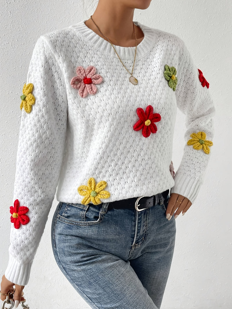 DALIA Floral Design Knitted Sweater