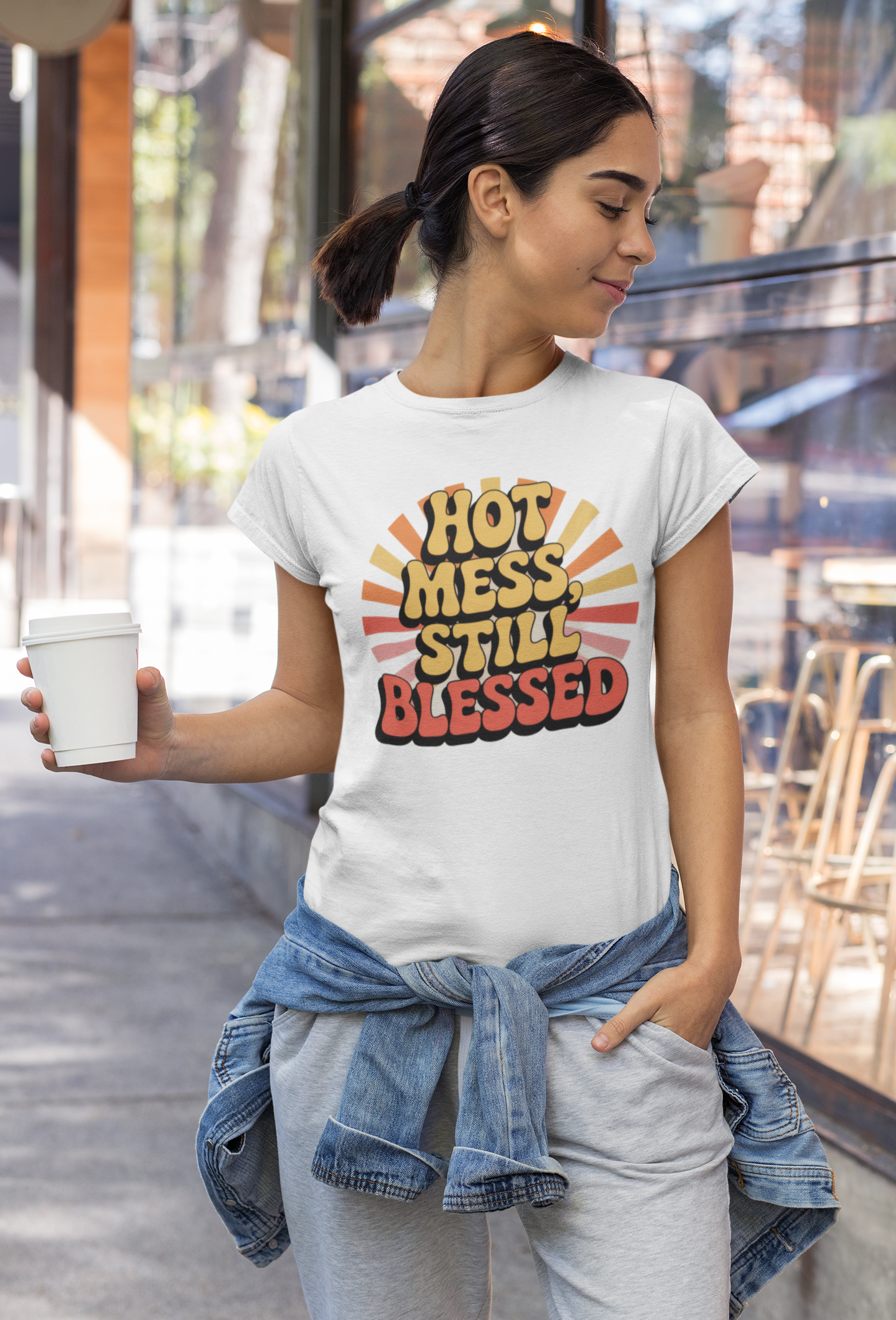 Hot Mess Tee – Blessed & Unbothered