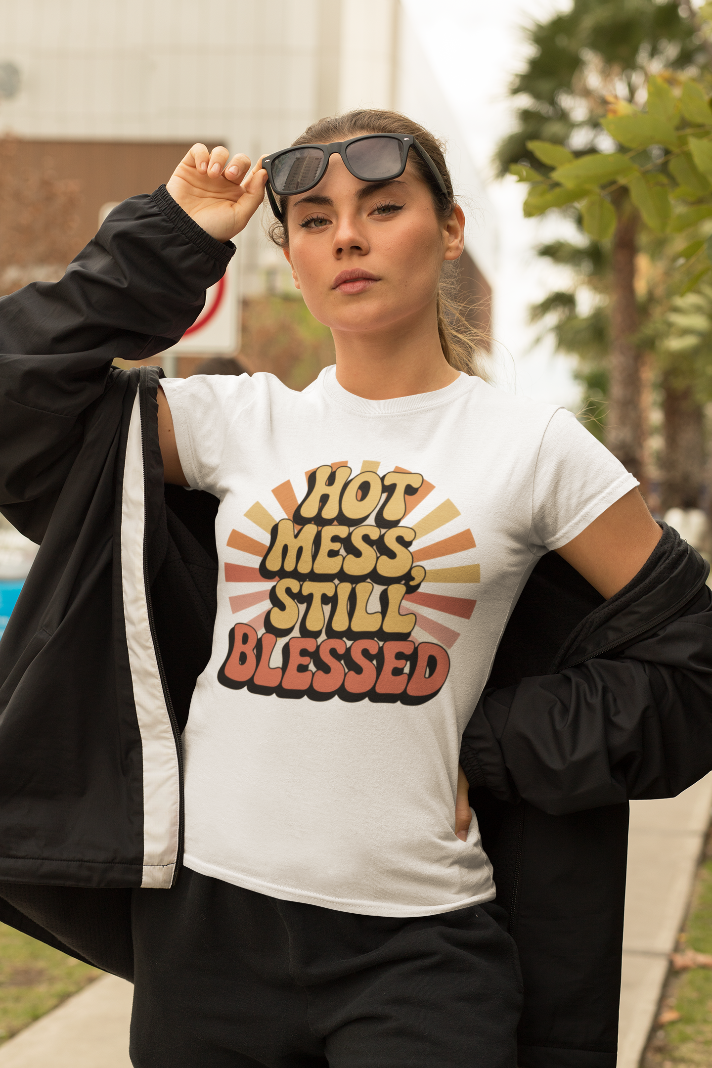 Hot Mess Tee – Blessed & Unbothered