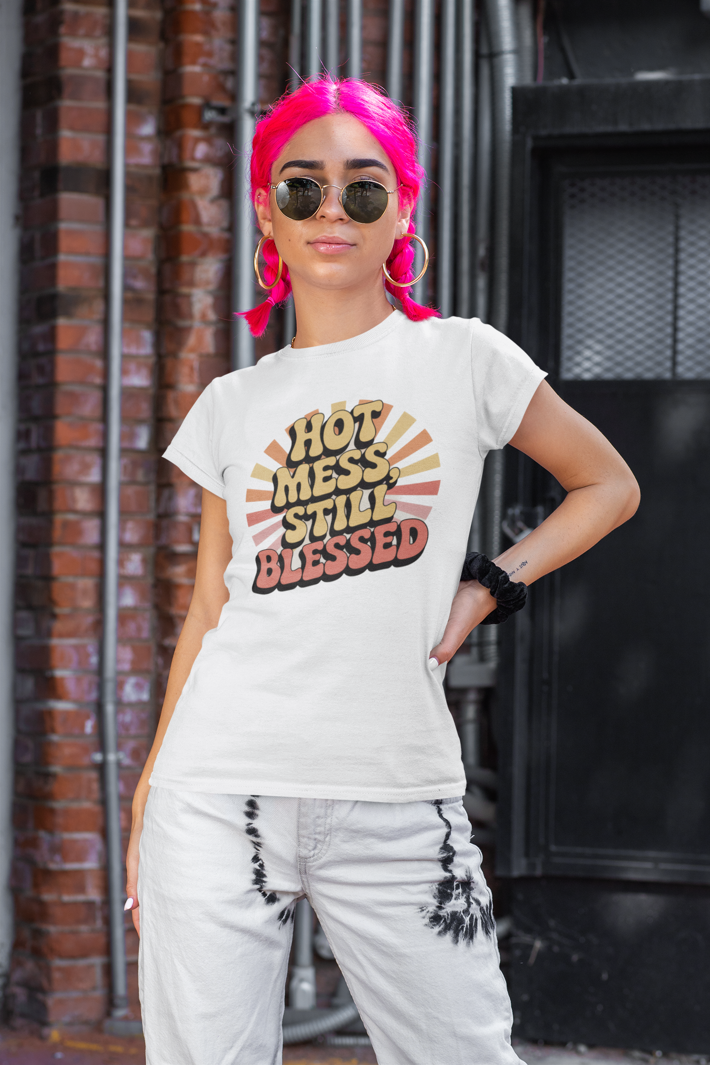 Hot Mess Tee – Blessed & Unbothered