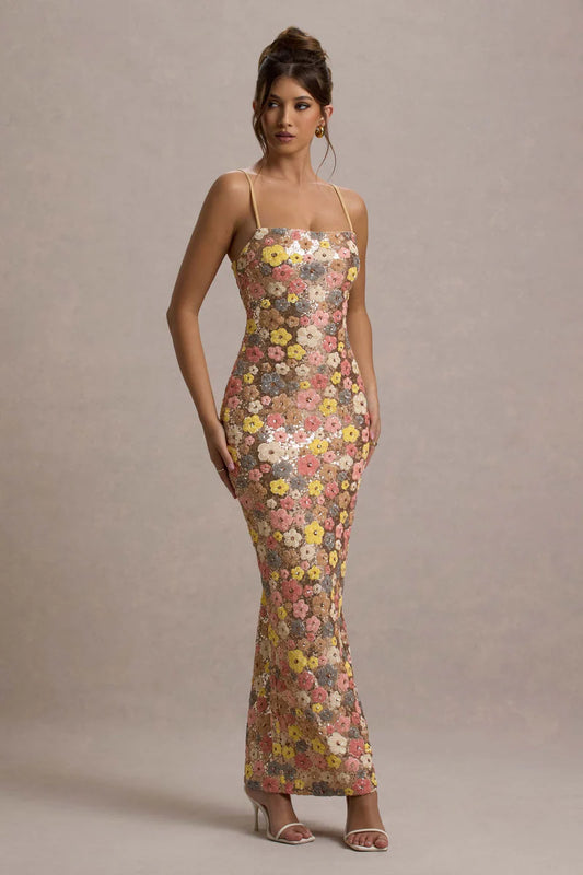 Cotton Candy Floral - Maxi Dress (Free Necklace)